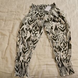 Misa Los Angeles Military Green and White Abstract Joggers Cotton Size XS